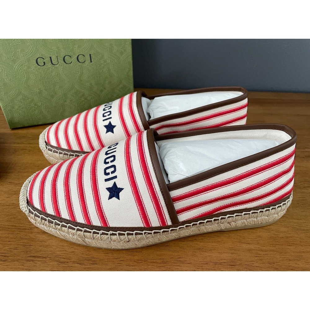 GUCCI 692968 Men's Fabric red-striped Signature Moccasin, G 9+ US 10 - Picture 3 of 9